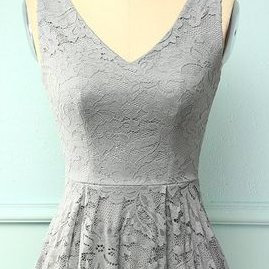 Lace Asymmetrical Dress - Grey