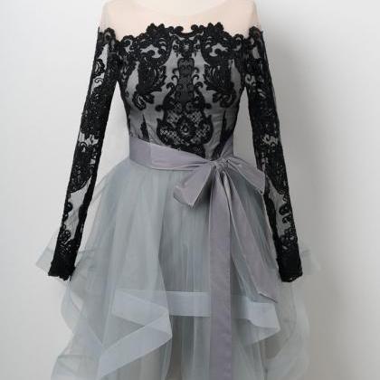 Cute Tulle Lace Applique Short Prom Dress, Tulle..