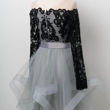 Cute Tulle Lace Applique Short Prom Dress, Tulle..