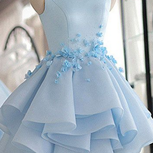 Sky Blue Homecoming Dress,a-line Scoop Neck Prom..
