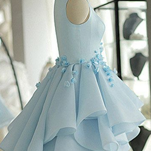 Sky Blue Homecoming Dress,a-line Scoop Neck Prom..