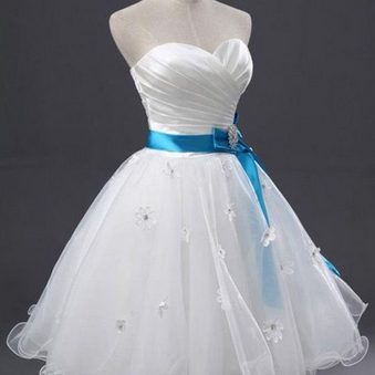Ribbon White Prom Homecoming Dresses, Outstanding..