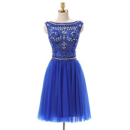 Cap Sleeve Prom Dress,royal Blue Party..