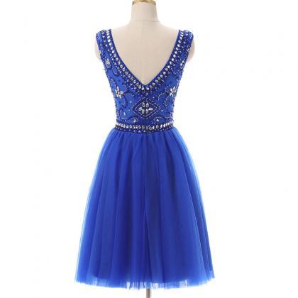 Cap Sleeve Prom Dress,royal Blue Party..