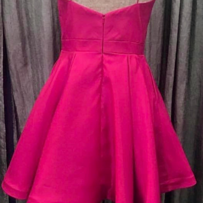 Pink Homecoming Dress, V Neck Party Dress,short..