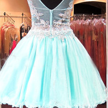Aqua Short Prom Dress,junior Sweetheart Prom..