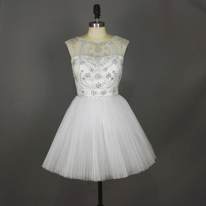 White Homecoming Dress,sexy White Short Prom..