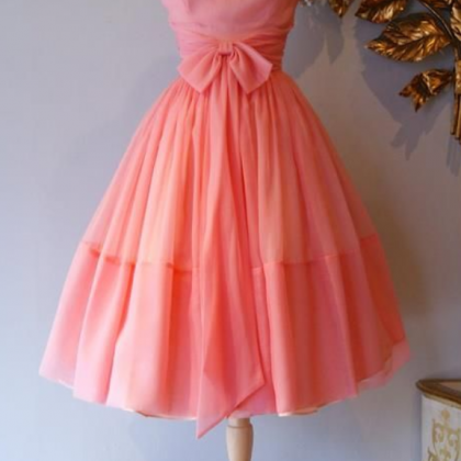 Vintage Prom Dress, Coral Prom Gown, Mini Short..
