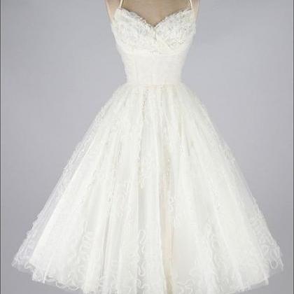 Sweetheart Prom Dress, White Prom Gowns, Lace..