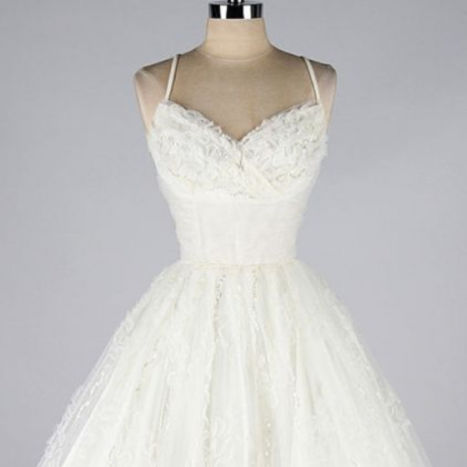Sweetheart Prom Dress, White Prom Gowns, Lace..