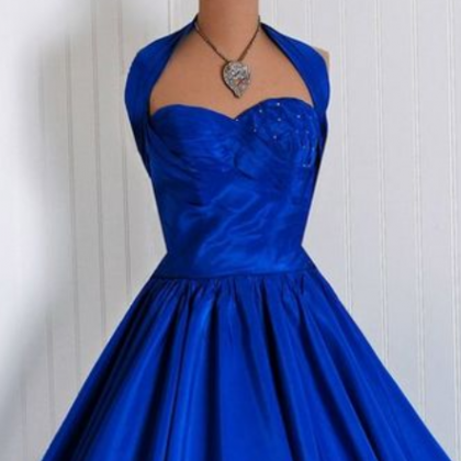 Vintage Prom Dress, Royal Blue Prom Gowns, Mini..