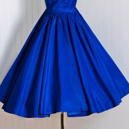Vintage Prom Dress, Royal Blue Prom Gowns, Mini..