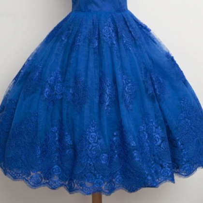 Sweetheart Prom Dress, Royal Blue Prom Gown, Lace..