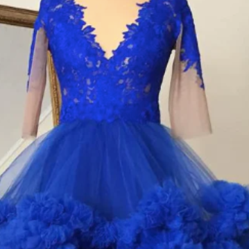 Royal Blue Prom Dresses, Lace Prom Dress, Ball..