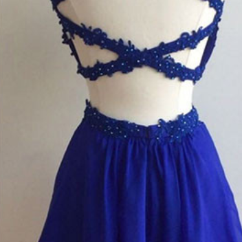 Royal Blue Two-piece Short Homecoming Dress With..