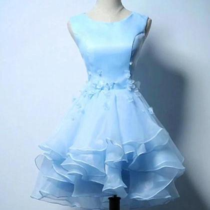 Lovely Light Blue Organza Layers Short Homecoming..