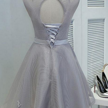 Neck Lace Short Prom Dress, Homecoming Dress