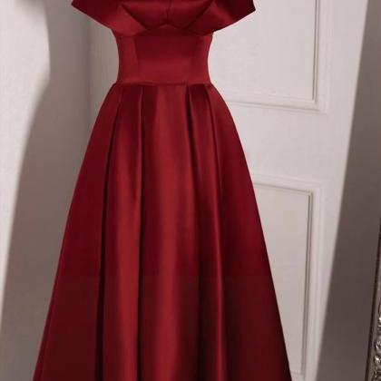 Red satin dress, simple homecoming ..