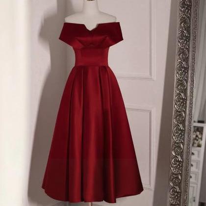 Red satin dress, simple homecoming ..