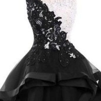 Black Lace Appliques Homecoming Dresses,elegant..