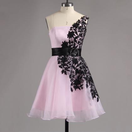 Asymmetric Pink Homecoming Dress wi..