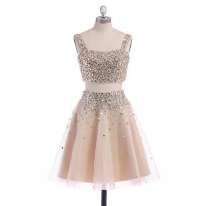 Square Neck Tulle Short Homecoming Dress, Sweet..
