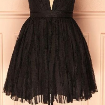 V Neck Homecoming Dress, Homecoming Dress Black