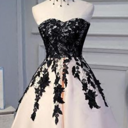 Chic Black Homecoming Dress, Lace Party Homecoming..