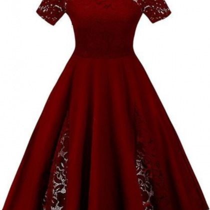Elegant Burgundy Lace Homecoming Dress,off..
