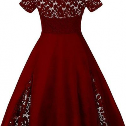 Elegant Burgundy Lace Homecoming Dress,off..