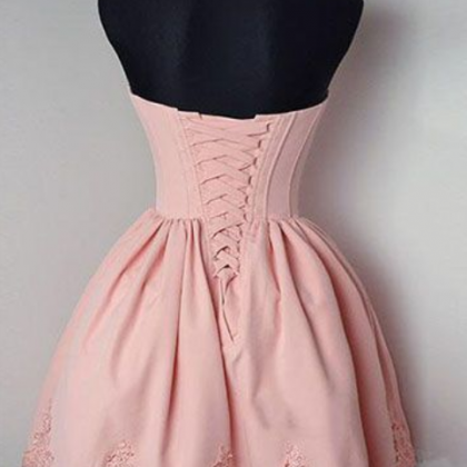 Strapless Sweetheart Short Pink Homecoming Dress,..