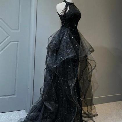 Black Evening Dress High-end Luxury Niche Hanging..