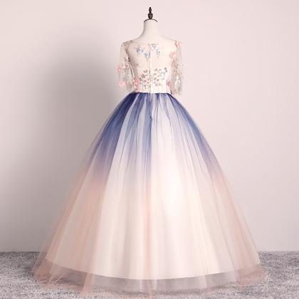 Host Piano Performance Embroidery Puffy Dress..