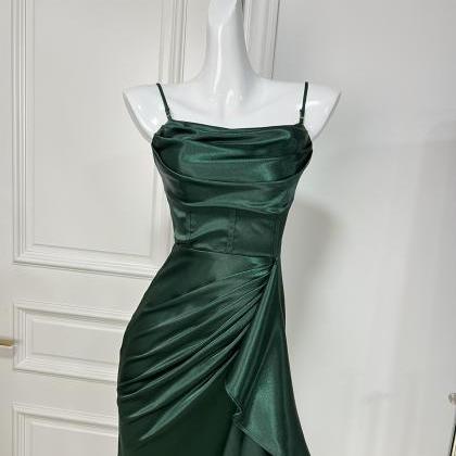 Elegant Satin Dress Dress Drag Floor Open Ruffle..