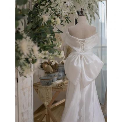 Light Wedding Dress Simple Satin Yarn Fishtail..