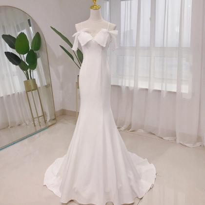 Temperament Fishtail Wedding Dress Bride Halter..