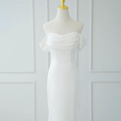 One-shoulder Light Wedding Dresses Bride Satin..