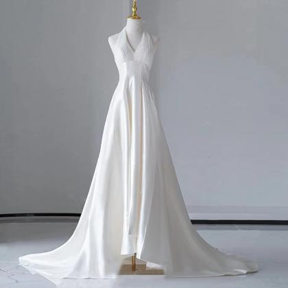 Satin wedding dress new bride simpl..