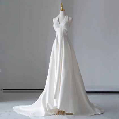 Satin wedding dress new bride simpl..
