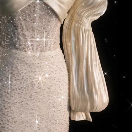 Fishtail Light Wedding Dress Bride Long-sleeved..
