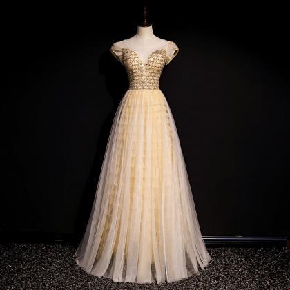 Bride High-end Gold Sequin Engagement Dress..
