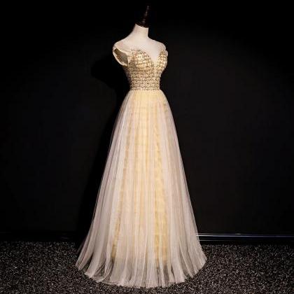Bride High-end Gold Sequin Engagement Dress..