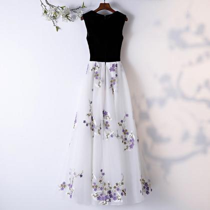 Evening Dress Empire Sleeveless Floral Print..