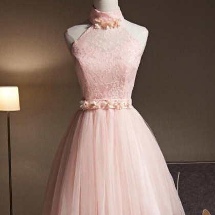 Homecoming Dresses, Lovely Pink Halter Tulle..