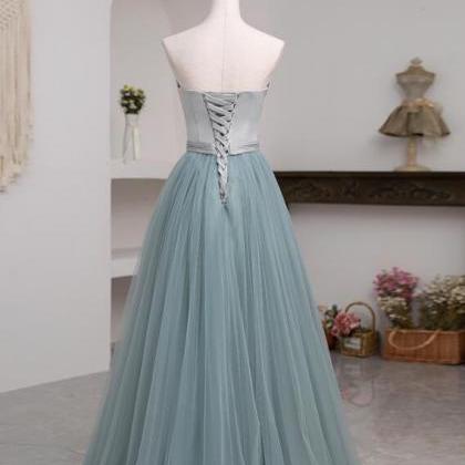 Prom Dresses, Beautiful Grey And Green Long Simple..