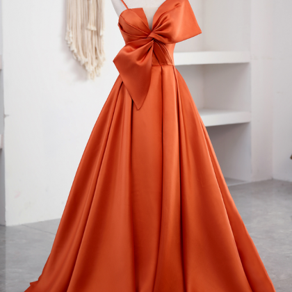 Prom Dresses,beautiful Orange Satin Floor Length..