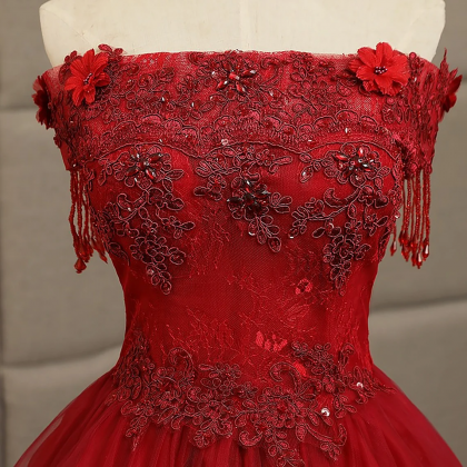 Prom Dresses,red Sweetheart Long Off Shoulder..