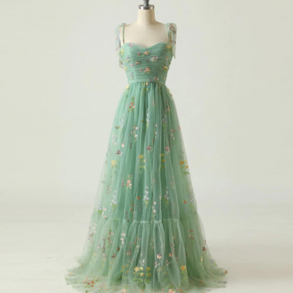 Prom Dresses,spaghetti Strap Evening Dress,green..
