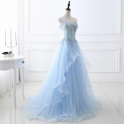 Prom Dresses,strapless Prom Dress,light Blue Party..