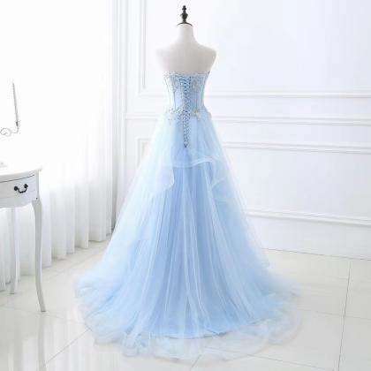Prom Dresses,strapless Prom Dress,light Blue Party..